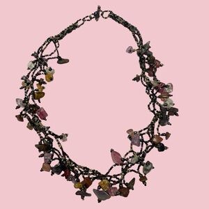 Bohemian Multicolor Gemstone Statement Necklace – Earth Tone Beads